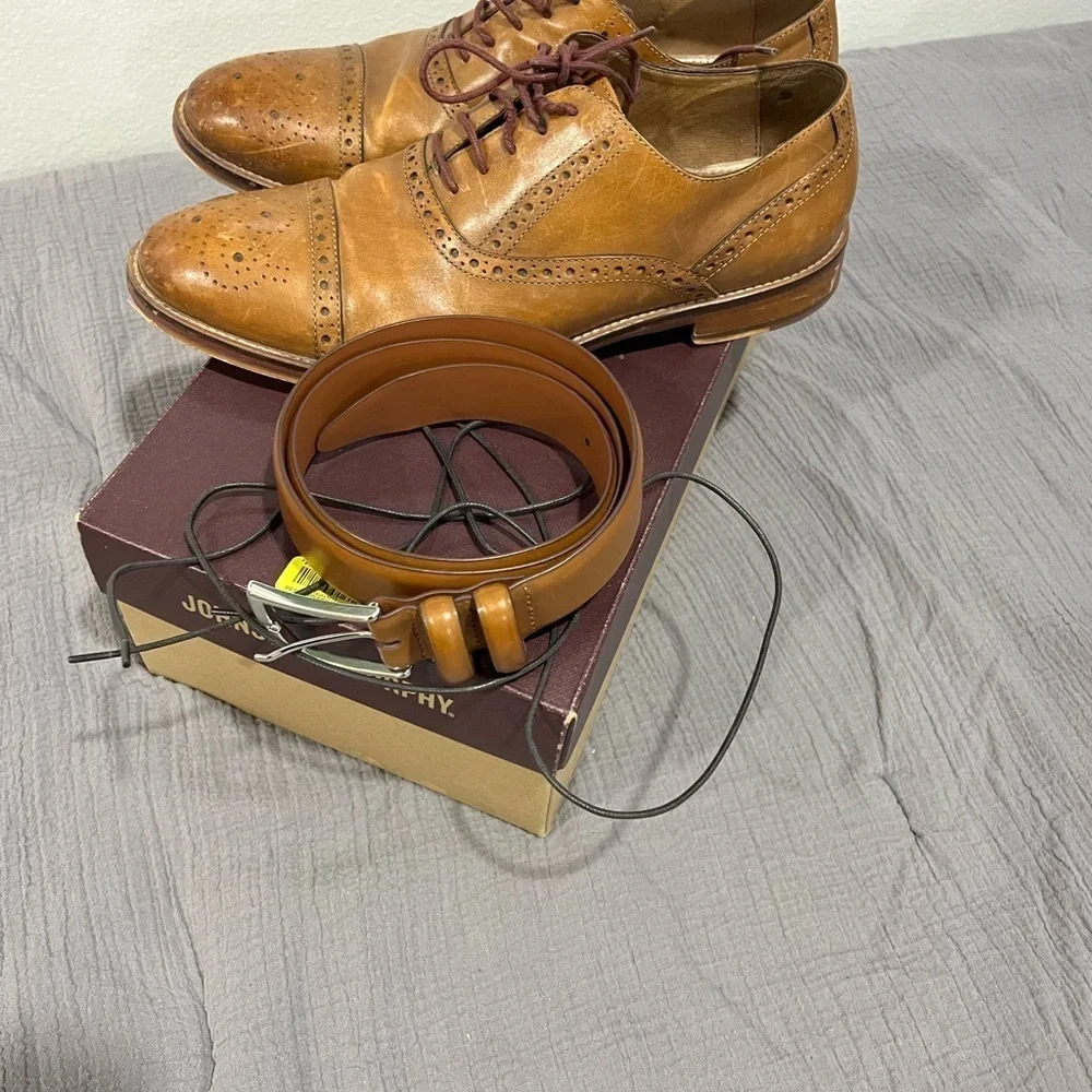 Johnston & Murphy Conrad cap toe tan calf skin shoes